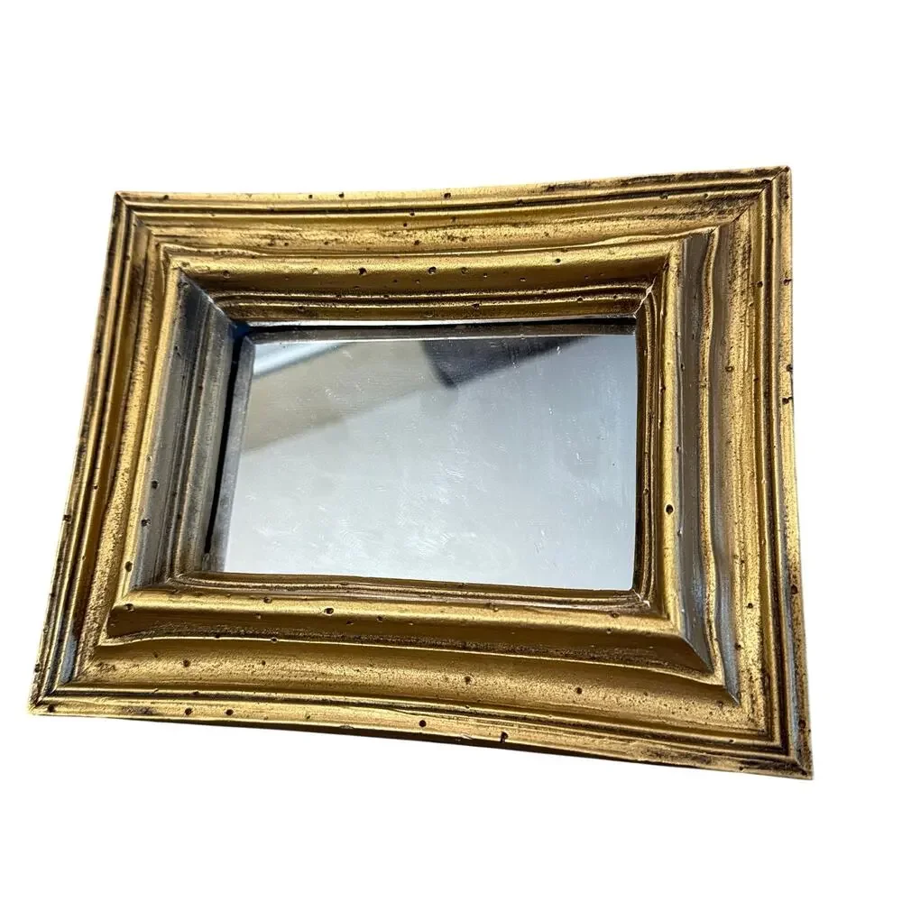 Vintage Accent Wall Mirror Hollywood Regency Gold Ornate Hanging 7x9